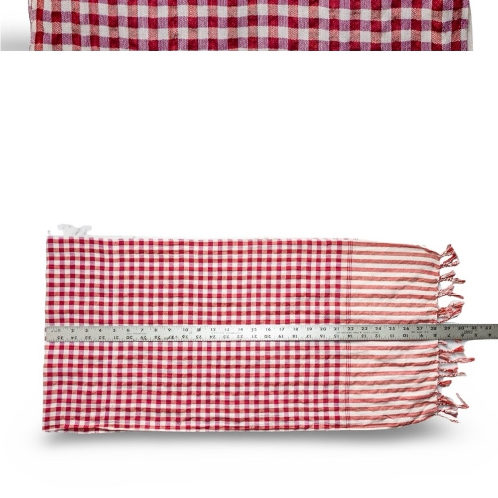 NWOT: Authentic Cotton Red Gingham Krama Handmade Scarf From Cambodia 🇰🇭
